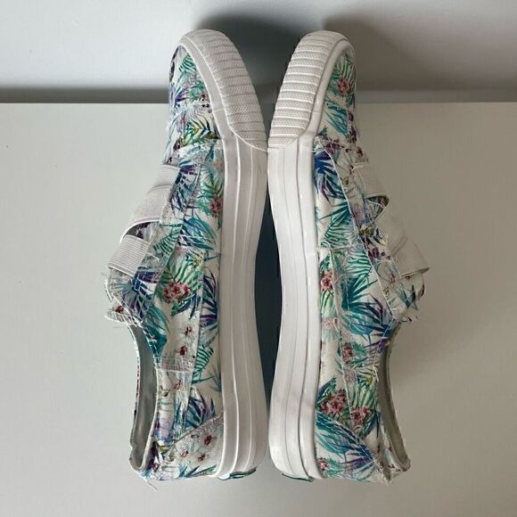 Blowfish Comfort Shoes Sneakers Womens Size 8.5 White Tropical Floral Slip On - Picture 10 of 10